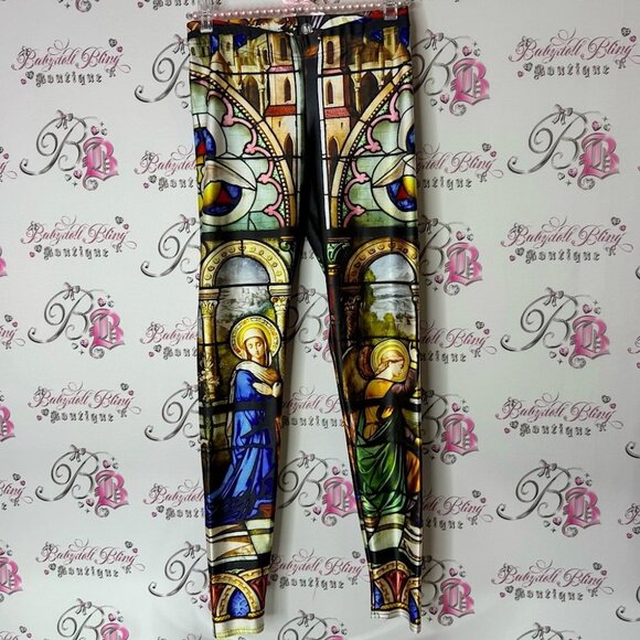 Blackmilk leggings stretchy Colorful Stained Glass Leggings church ⛪️ style